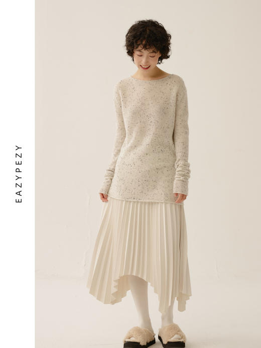 EAZYPEZY 2023AW 一字领点子纱羊绒衫 商品图3