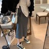 【爱心针织半身裙】秋冬高腰显瘦  中长款开叉包臀长裙   直筒a字裙子 商品缩略图1