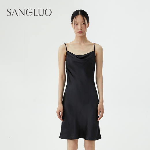 桑罗荡领吊带性感编织肩带礼服连衣裙睡裙 商品图2