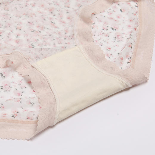 都市丽人基础系列纯色蕾丝网布平角女士内裤中腰平角裤LK35F2 商品图7