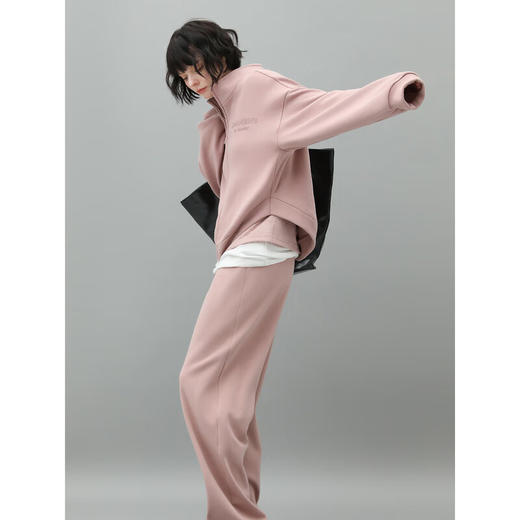 COCOBELLA时尚气质宽松高腰直筒裤女秋冬加厚银狐绒休闲裤PA932 商品图2