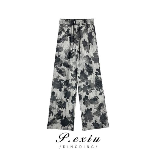 3-1潘依绣丁丁宠粉  宽松气质显瘦抽绳松紧腰墨染休闲裤 Z1339 商品图0