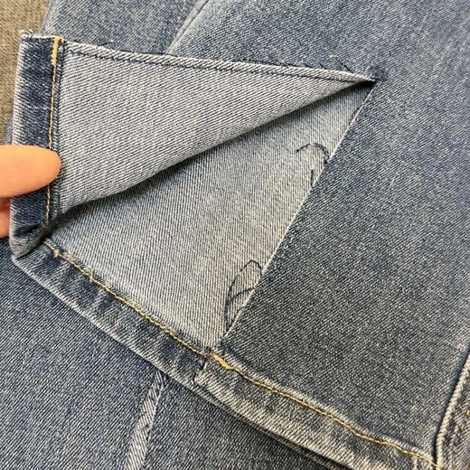 【断码 清仓 凑单】夏季薄款 Mo微喇开叉 洗水磨白中腰 九分裤 高弹 牛仔裤 商品图11