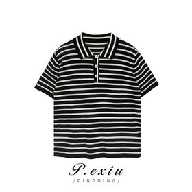 03-4潘依绣丁丁宠粉夏季宽松简约气质显瘦针织Polo领短袖T恤 ZZ0177