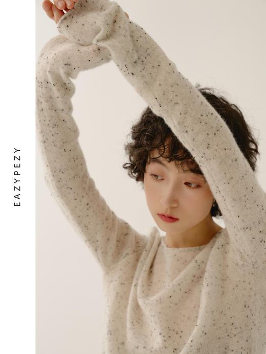 EAZYPEZY 2023AW 一字领点子纱羊绒衫 商品图0