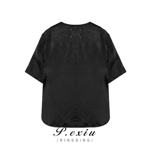 03-4潘依绣丁丁宠粉醋-酸-夏季国风纯色压褶气质休闲短袖衬衫 SH0812 商品图1