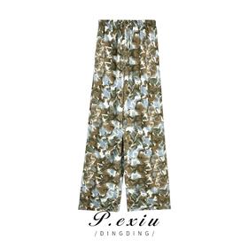 01-1潘依绣丁丁宠粉  夏季薄款印花时尚百搭松紧腰直筒休闲裤 Q1538