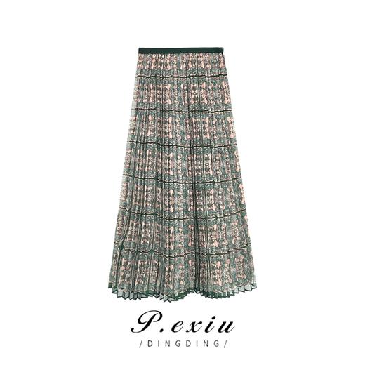 04-3潘依绣丁丁宠粉PanYiXiu/潘依绣【花晨月夕】复古气质百褶半身裙W-61350 商品图1