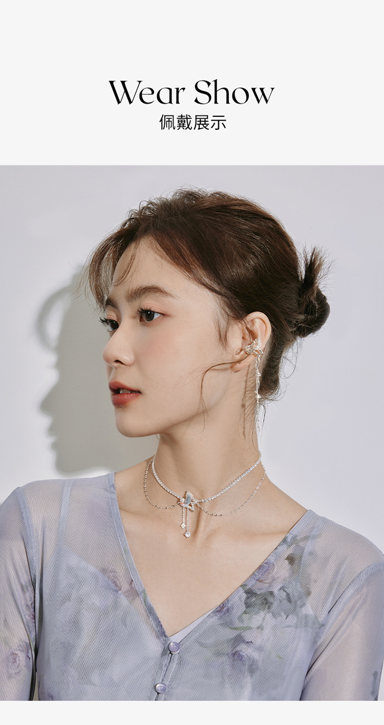 zegl设计师月桂女神系列双层叠戴项链女生月光石颈链choker锁骨链