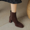 方头粗跟翻皮高跟鞋，时尚气质马丁靴YT-957-8 商品缩略图4