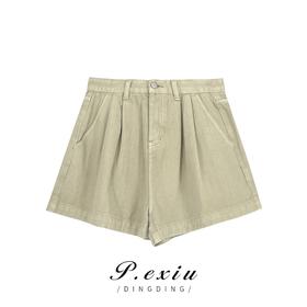 04-3潘依绣丁丁宠粉PanYiXiu/潘依绣夏季新款复古水洗时尚百搭阔腿牛仔短裤 D5911