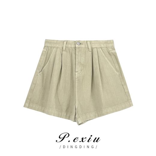 04-3潘依绣丁丁宠粉PanYiXiu/潘依绣夏季新款复古水洗时尚百搭阔腿牛仔短裤 D5911 商品图0