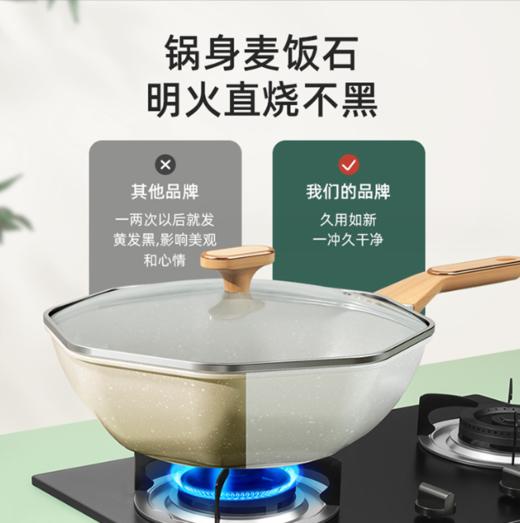 【炒锅】麦饭石不粘锅家用炒锅八角炒菜锅不沾平底锅电磁炉燃气灶适用 商品图1