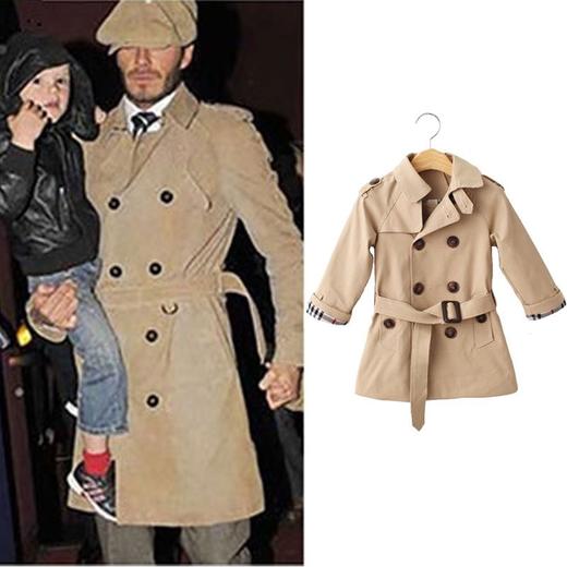 儿童风衣外套中长款英伦风男女童上衣80-160cm可搭配白色衬衫 商品图1