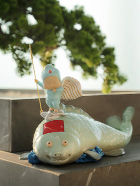 稀奇艺术瞿广慈海错图作者无穷小亮联名款印鱼《任我行》雕塑摆件