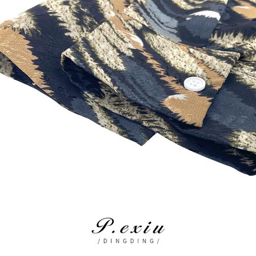 01-1潘依绣丁丁宠粉  夏季复古港风小众宽松时尚气质印花衬衫 SH5038 商品图3