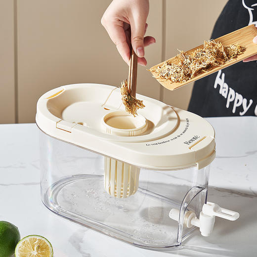 「两款可选！颜值派」夏季露营冷水壶冷泡柠檬水果茶花茶凉水壶带龙头奶油风冰箱冷水壶餐饮用具 商品图2