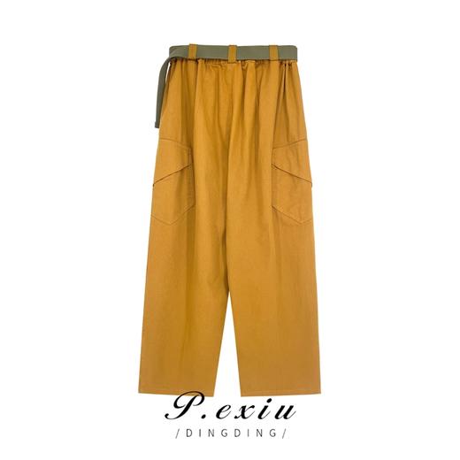 04-6潘依绣丁丁宠粉早秋新款纯色工装裤百搭压褶口袋休闲裤 WH23078 商品图1