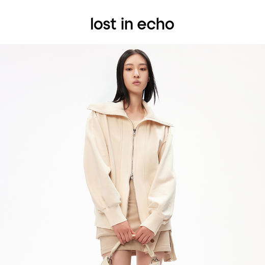 lost in echo设计师品牌大翻领设计感双开拉链宽松轮廓外套女百搭 商品图2