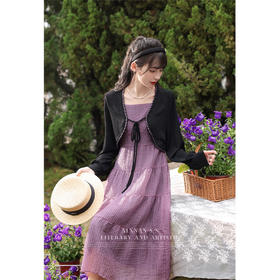 【65折秒杀】鹿向南《紫色光环》法式春季吊带连衣裙两件套女新款长袖上衣LXN28833