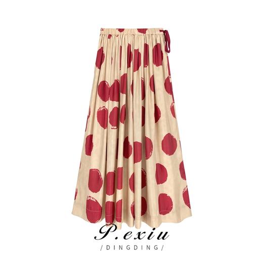 04-3潘依绣丁丁宠粉PanYiXiu/潘依绣【罗马黄昏】夏季时髦优雅波点百褶半身裙 W-61442 商品图1