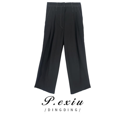 01-1潘依绣丁丁宠粉 白线定制休闲裤 W-6411 商品图0