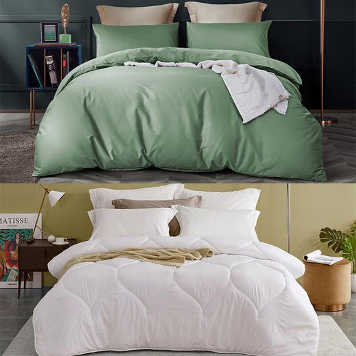 罗莱 简粹60S全棉贡缎四件套+罗莱 恬梦暖绒冬被【BJCT10.0】 商品图0