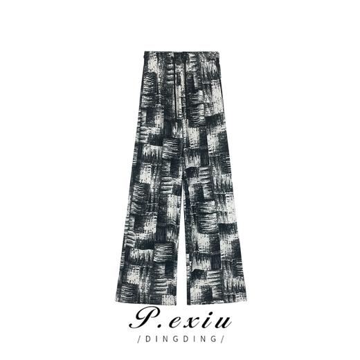 04-1潘依绣丁丁宠粉【水墨画报】复古阔腿裤宽松时尚直筒休闲裤 WH23015 商品图0