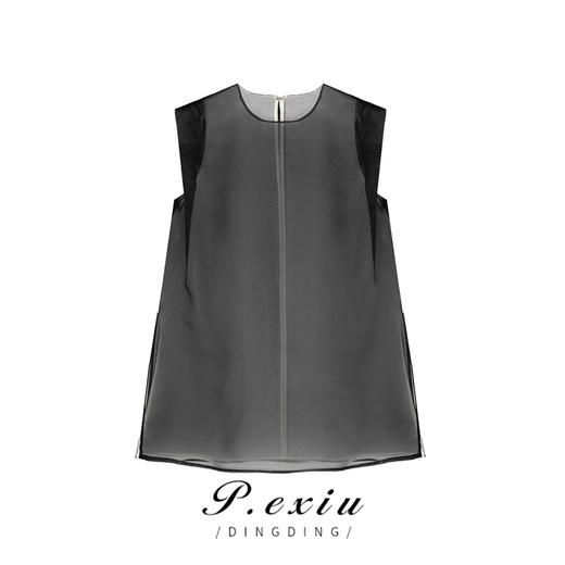 03-5潘依绣丁丁宠粉【奇妙艺术】真-丝拼接双层无袖衬衫 MY23155 商品图0