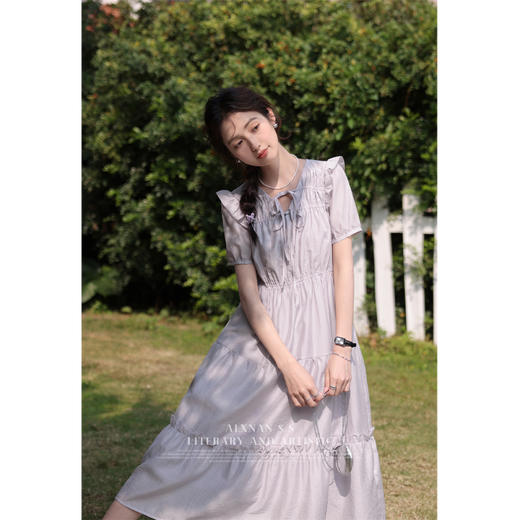 【65折秒杀】鹿向南《温柔宇宙》法式夏季短袖连衣裙新款气质高腰裙子女LXN29270 商品图0