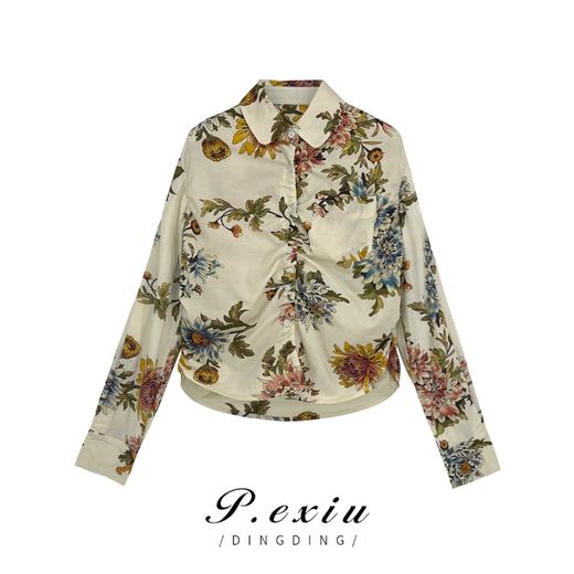 PanYiXiu/潘依绣【春花烂漫】韩版复古风花色气质长袖衬衫 SH2371 商品图0