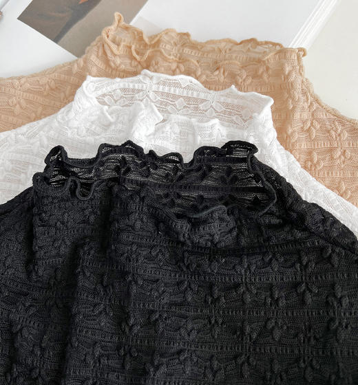 老米优品/小仙女的蕾丝衫《温柔泡泡蕾丝仙气打底衫》精美的小树叶花型无比治愈~~亲肤弹力好。T230907B 商品图7