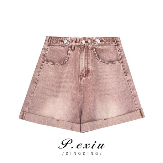 03-5潘依绣丁丁宠粉夏季复古水洗ins风宽松百搭时尚牛仔短裤 D5937 商品图0