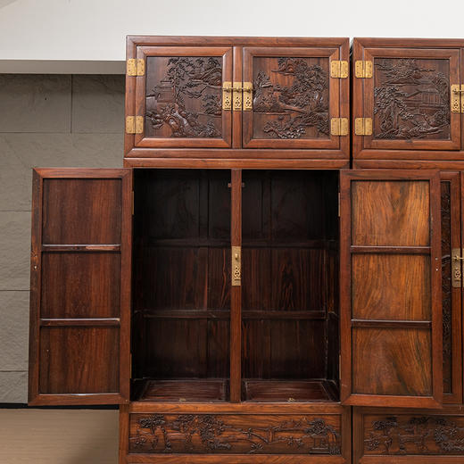 清 红木高浮雕人物故事四件柜 商品图2