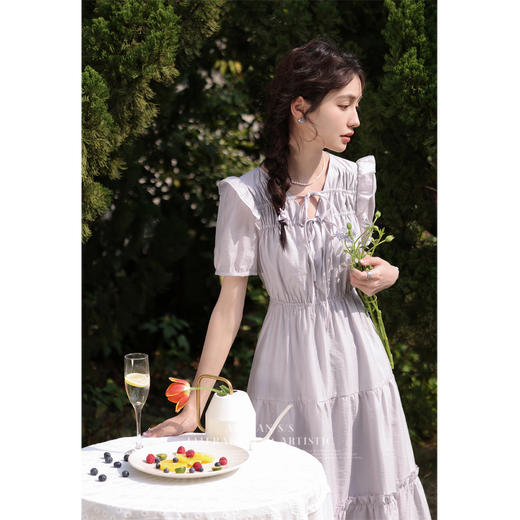 【65折秒杀】鹿向南《温柔宇宙》法式夏季短袖连衣裙新款气质高腰裙子女LXN29270 商品图2