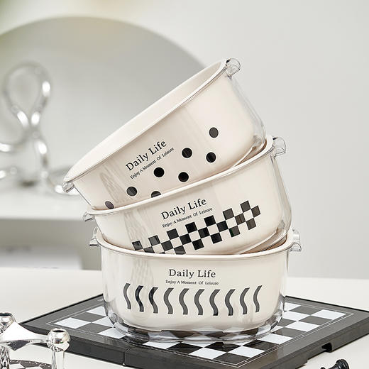 「三款尺寸！ins风奶油白」洗菜篮家用厨房用品果蔬篮加厚双层水果收纳滤水篮沥水篮 商品图0