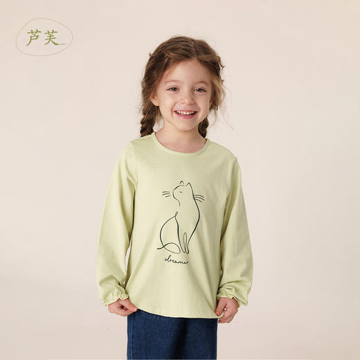 【马克珍妮 芦芙】秋装新款 女童动植物印花纯棉T恤 231698 商品图0