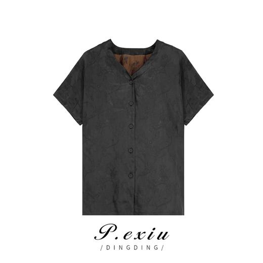 A007潘依绣丁丁宠粉【四时江南】香-云-纱-提花气质显瘦质感短袖衬衫 W-61398 商品图0