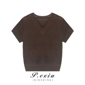 03-3潘依绣丁丁宠粉 潘依绣丁丁宠粉【热摩卡】春夏V领显瘦针织衫 ZZ0179