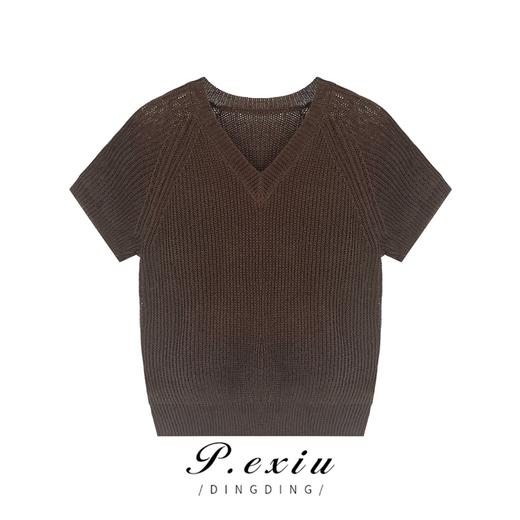 03-3潘依绣丁丁宠粉 潘依绣丁丁宠粉【热摩卡】春夏V领显瘦针织衫 ZZ0179 商品图0