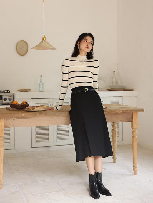 HeyDress法式黑色半身裙女秋季高腰显瘦浪漫鱼尾设计感A字半裙子 商品图1