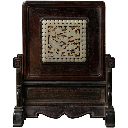 清 红木嵌玉透雕喜上眉梢砚屏 商品图5