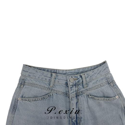 01-1 潘依绣丁丁宠粉春夏宽松垂感磨破浅色直筒牛仔裤  Z3219 商品图3