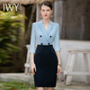 IWY/气质拼接西装连衣裙女中袖职业裙装假两件中袖套裙酒店接待工作服Q1000 商品缩略图1