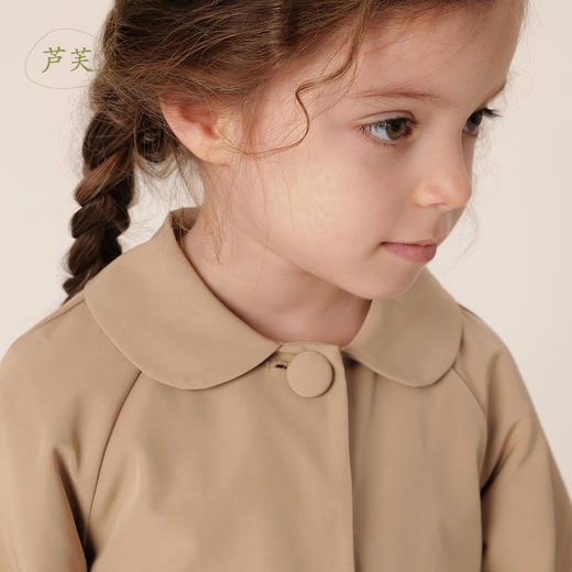 【马克珍妮 芦芙】秋装新款 女童复古灯笼袖中长款风衣外套231569 商品图3