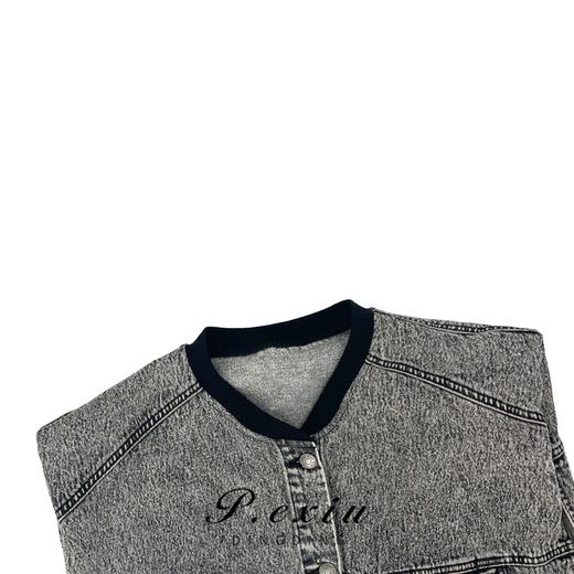 01-1 潘依绣丁丁宠粉【复古牛仔】美式复古宽松百搭水洗牛仔马甲 D5762 商品图2