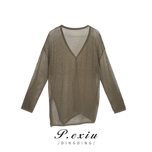 08-2潘依绣丁丁宠粉夏季韩版镂空慵懒风百搭气质针织上衣 ZZ0209 商品图1