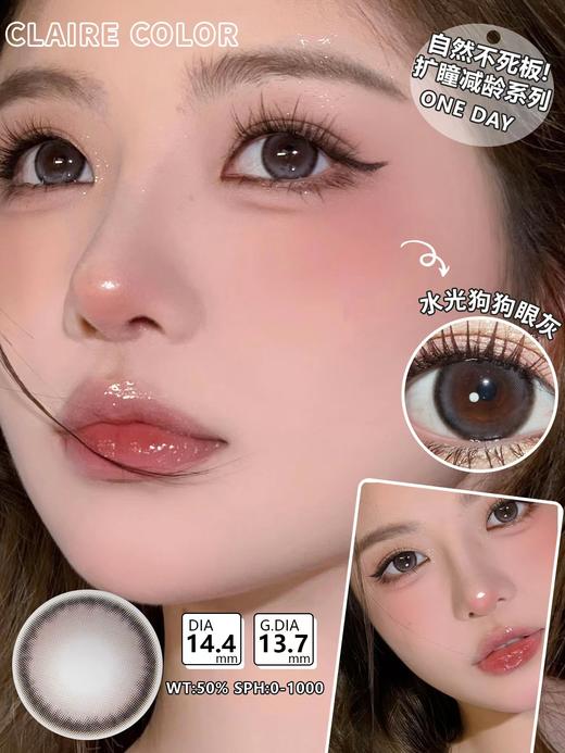 clairecolor 日抛 水光狗狗眼灰 直径14.4mm着色13.7mm 商品图1