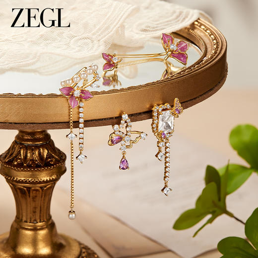 【zegl耳妆盘】紫丁香系列流苏花朵耳夹女小众耳钉耳骨夹耳环耳饰 商品图2