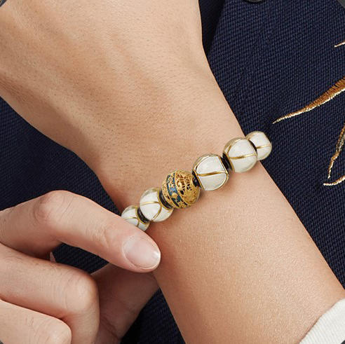 双龙男款 花丝金珠0.6克 琉璃黄金手串 商品图2